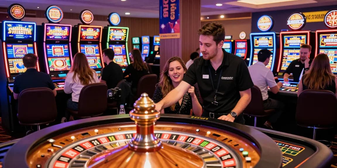 Players enjoying a lively atmosphere at casinos not on gamstop, featuring vibrant slot machines and engaging live dealers.