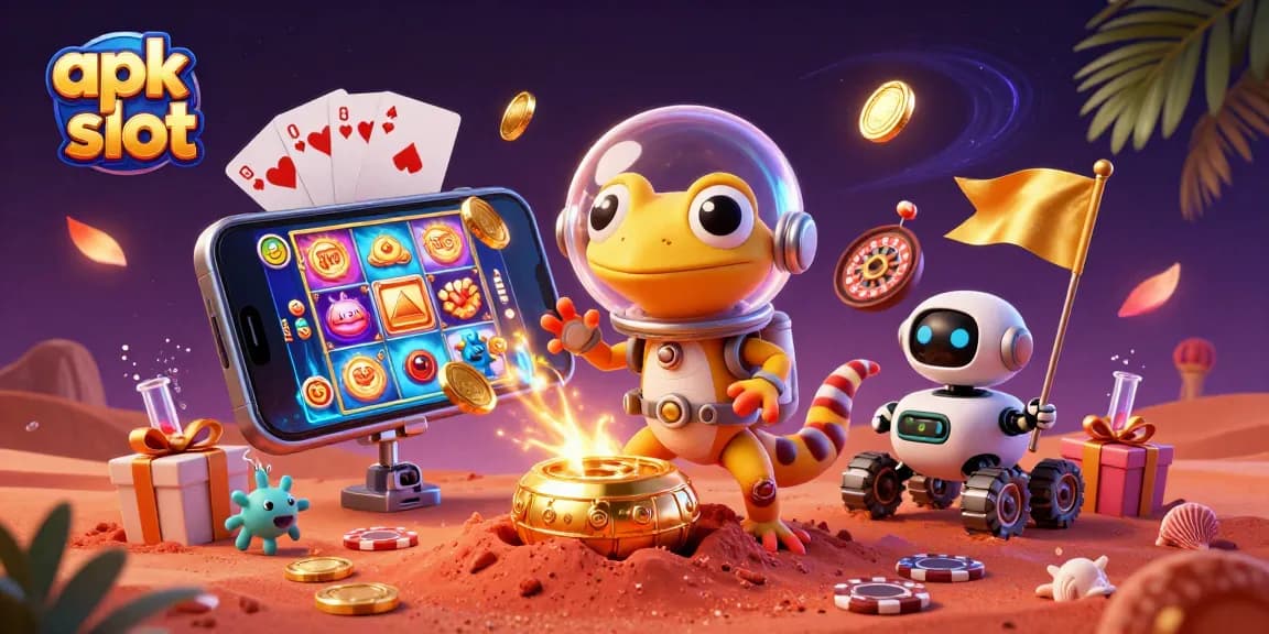 Menggenggam apk slot, alien merayakan jackpot di kasino emas Mars dengan keceriaan penuh.
