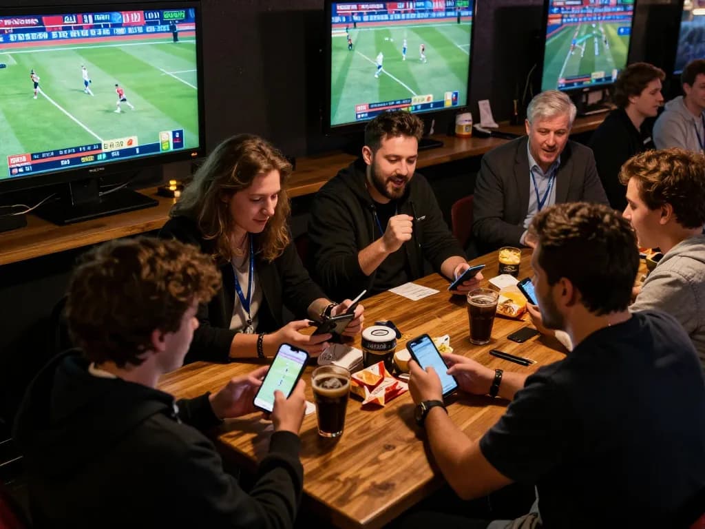Engaged bettors using 92slot for live sports betting during an exciting game