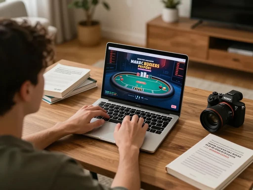 Player engages in poker strategy on fly 88 site showcasing engaging and responsible online gaming.