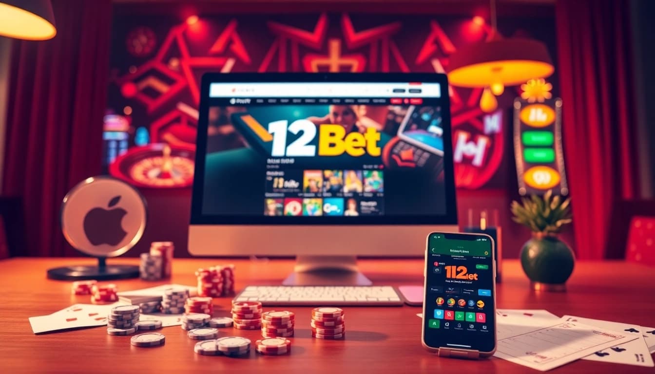 Enjoying the thrill of online betting with 12Bet on a stylish computer setup.