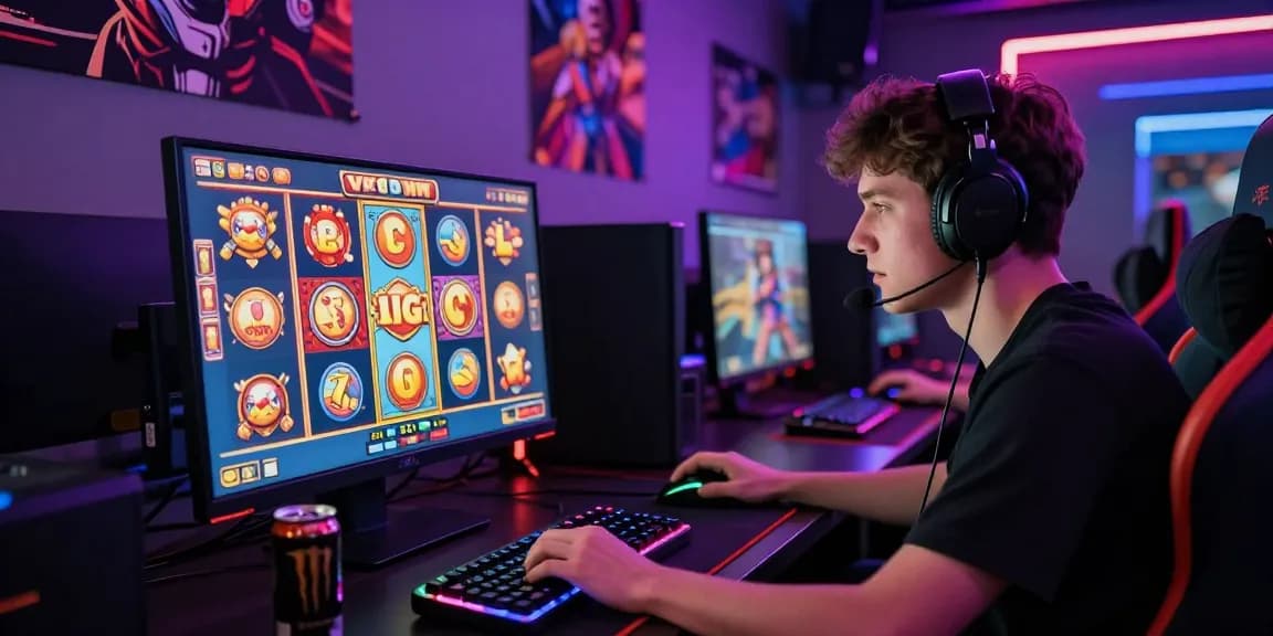 Exciting gaming moment showcasing a player engaging with slot deposit 1k game in a neon-lit room.
