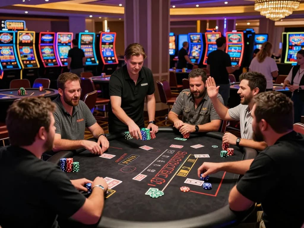 FAFA 828 players engaging intensely at a blackjack table showcasing strategic gameplay.