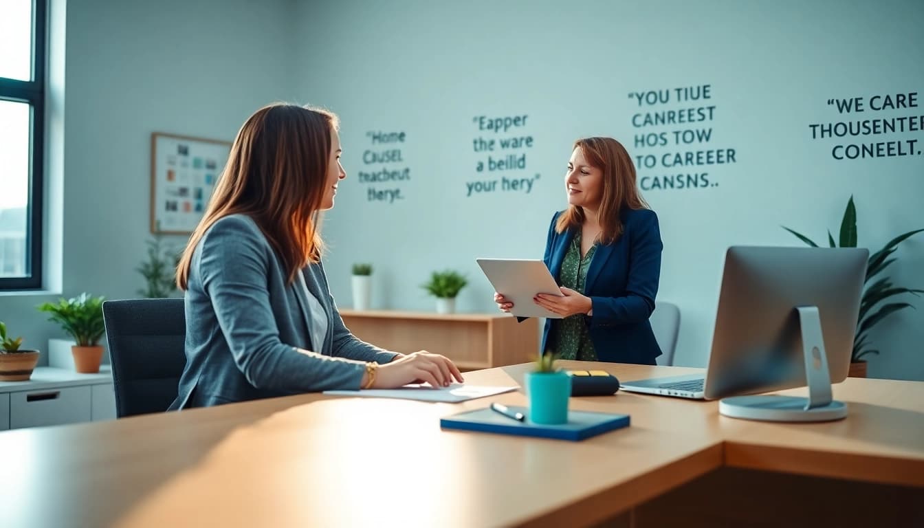 Career Coach Fairfax, VA providing guidance in a modern office environment with a welcoming atmosphere.