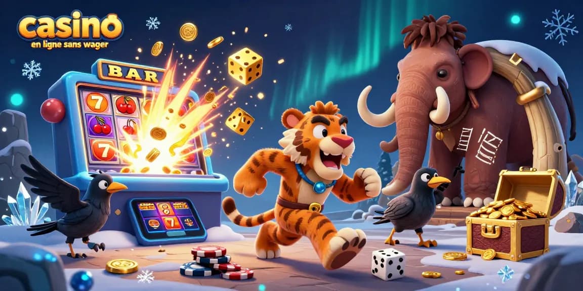 Jouer au casino en ligne sans wager avec des personnages de cavemen et un tigre à dents de sabre.