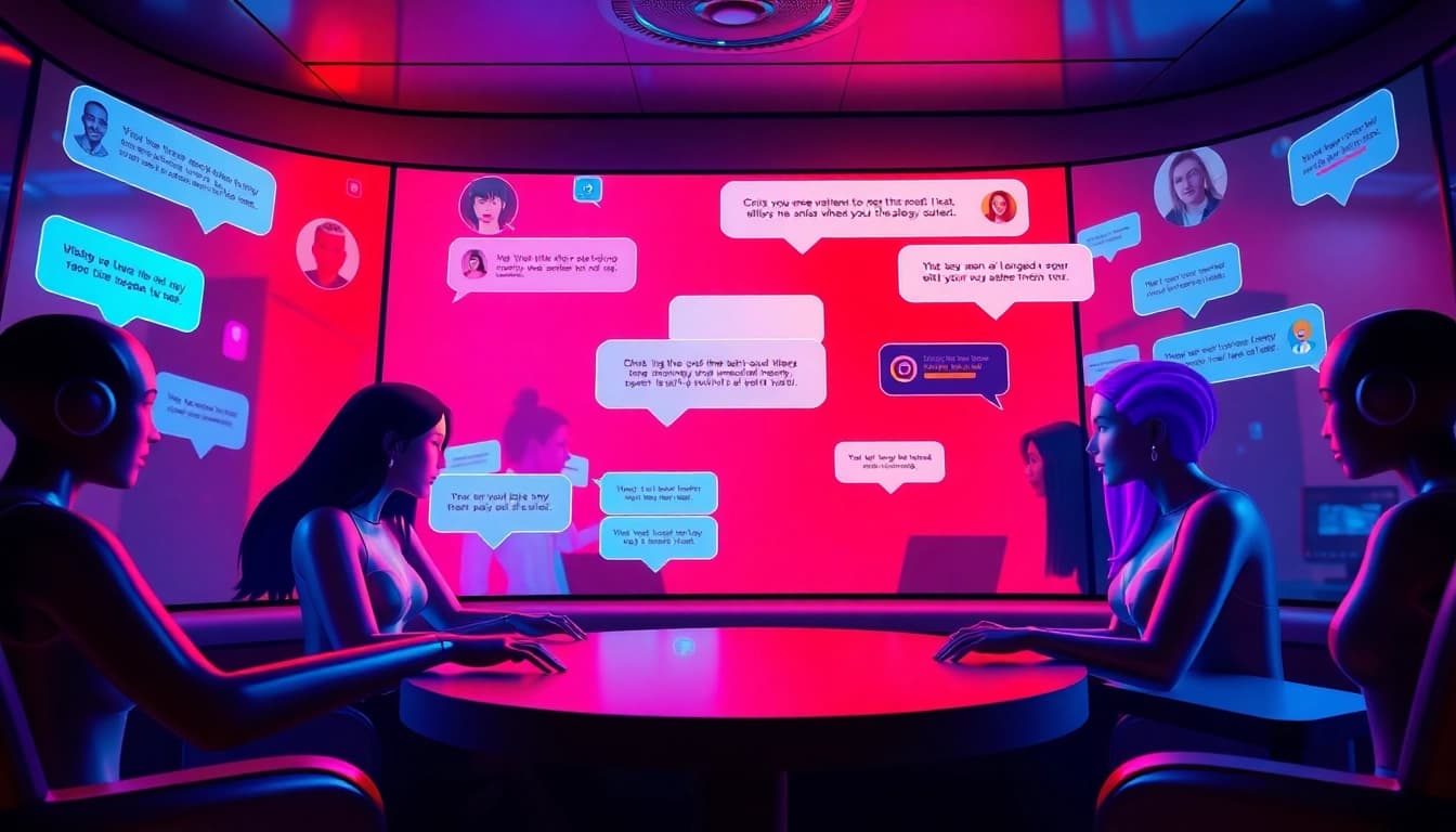 Explore engaging interactions with the best nsfw ai chatbots, showcasing vibrant avatars and playful conversations.
