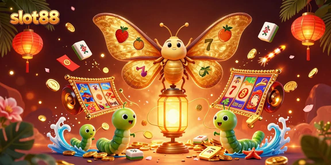 Menangkan jackpot dengan slot88! Ilustrasi 3D menampilkan slot dan elemen kasino yang menarik.