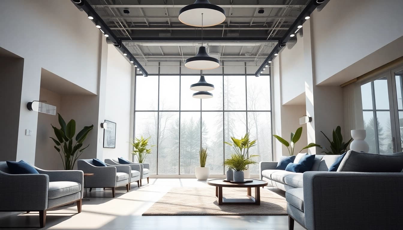 Sleek Illumination enhancing a modern interior space's aesthetic with natural light.