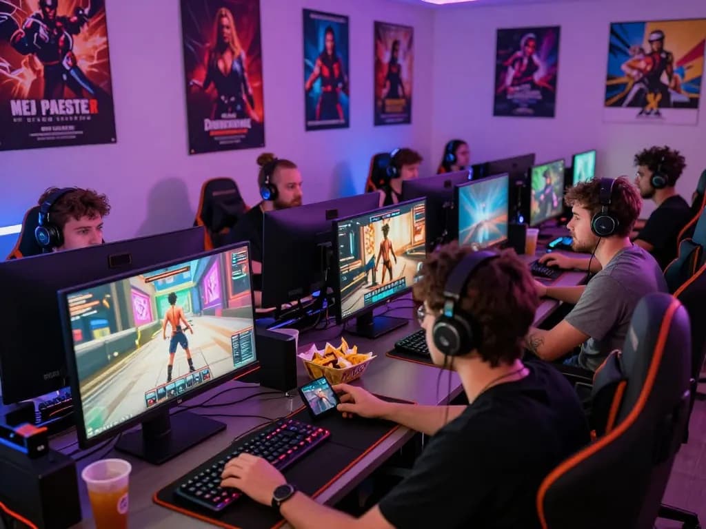 Engaging scene of players enjoying sex games online in a vibrant, lively gaming setup.