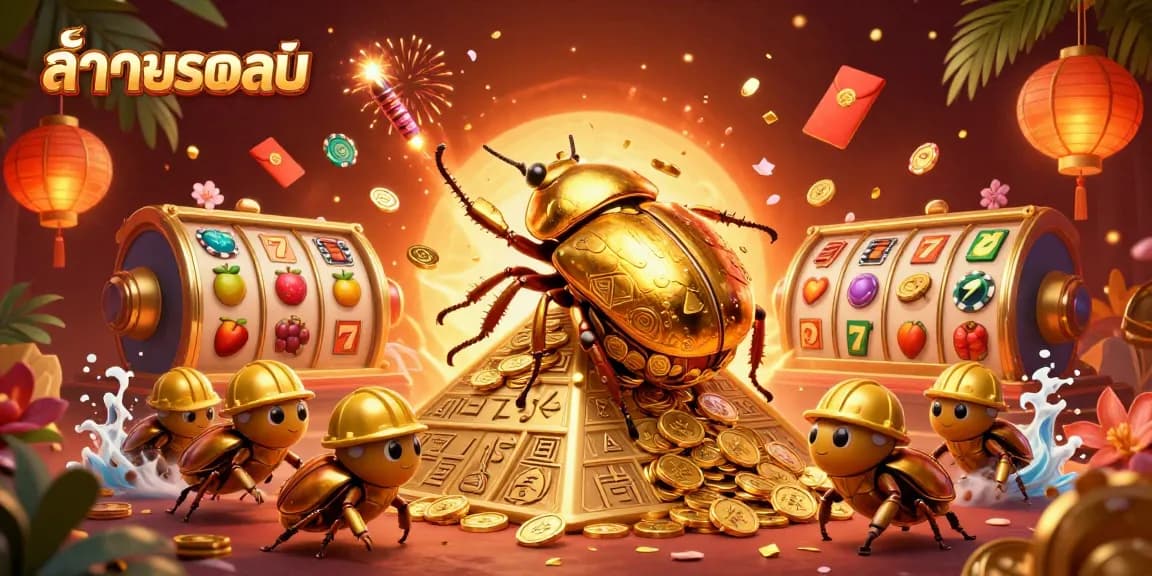 การแสดงผลเกมสล็อตแบบ 3 มิติที่เต็มไปด้วยความตื่นเต้นและสัญลักษณ์คาสิโน
