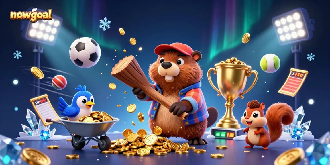 Engage with nowgoal for live scores and dynamic sports betting updates featuring golden coins and trophies.