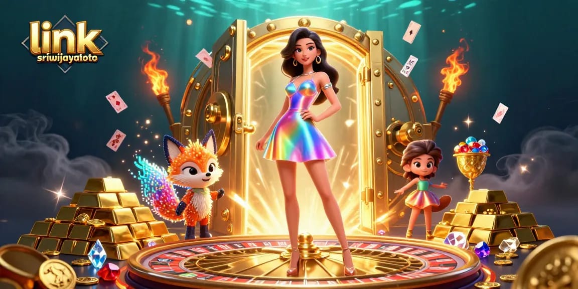 Engage with link sriwijayatoto in this vibrant casino scene featuring stunning 3D characters and dazzling game elements.
