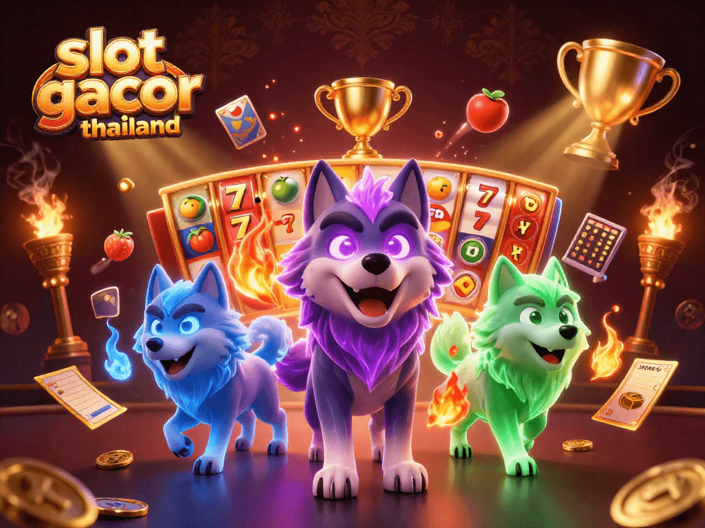 Experience thrilling wins at slot gacor thailand with vibrant 3D wolves and captivating casino elements.