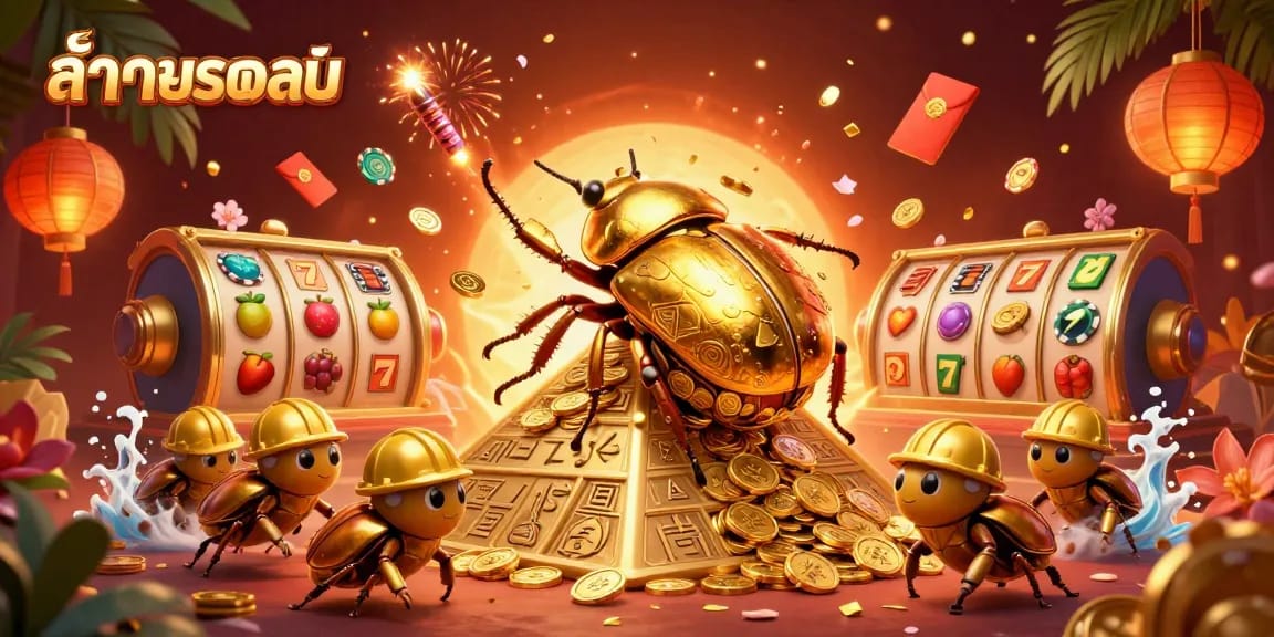 การแสดงผลเกมสล็อตแบบ 3 มิติที่เต็มไปด้วยความตื่นเต้นและสัญลักษณ์คาสิโน