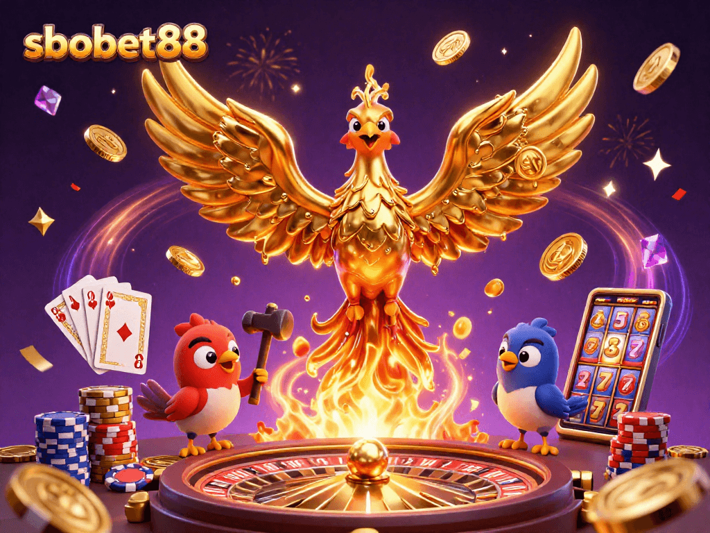 Experience thrilling sports betting with sbobet88 featuring dynamic animations of golden coins and exciting gameplay elements.