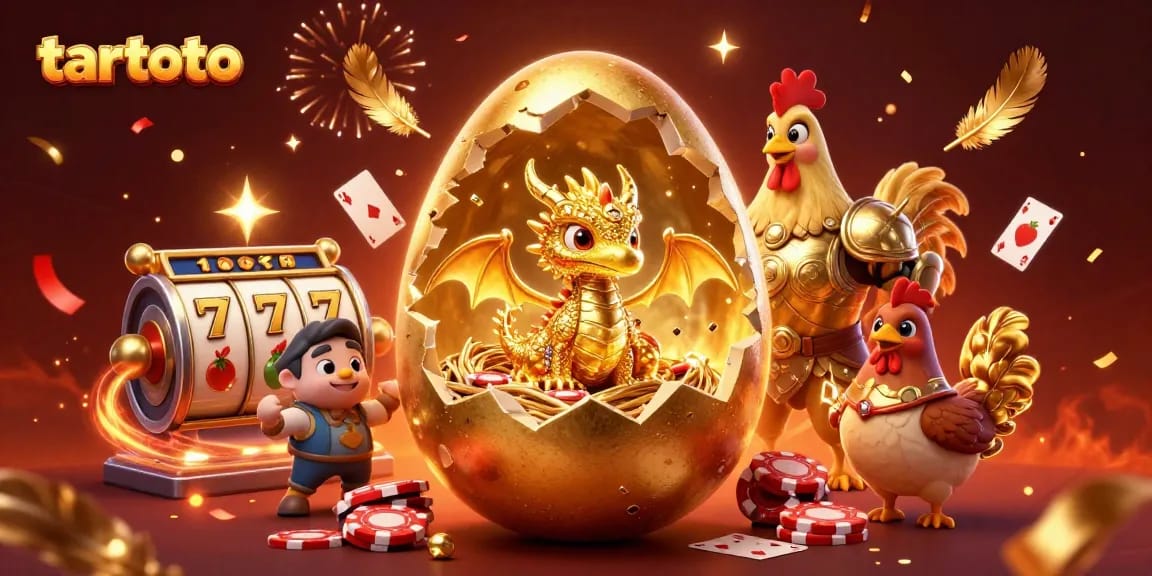 Experience the excitement of tartoto with a golden dragon and poker chips in this vibrant casino scene.