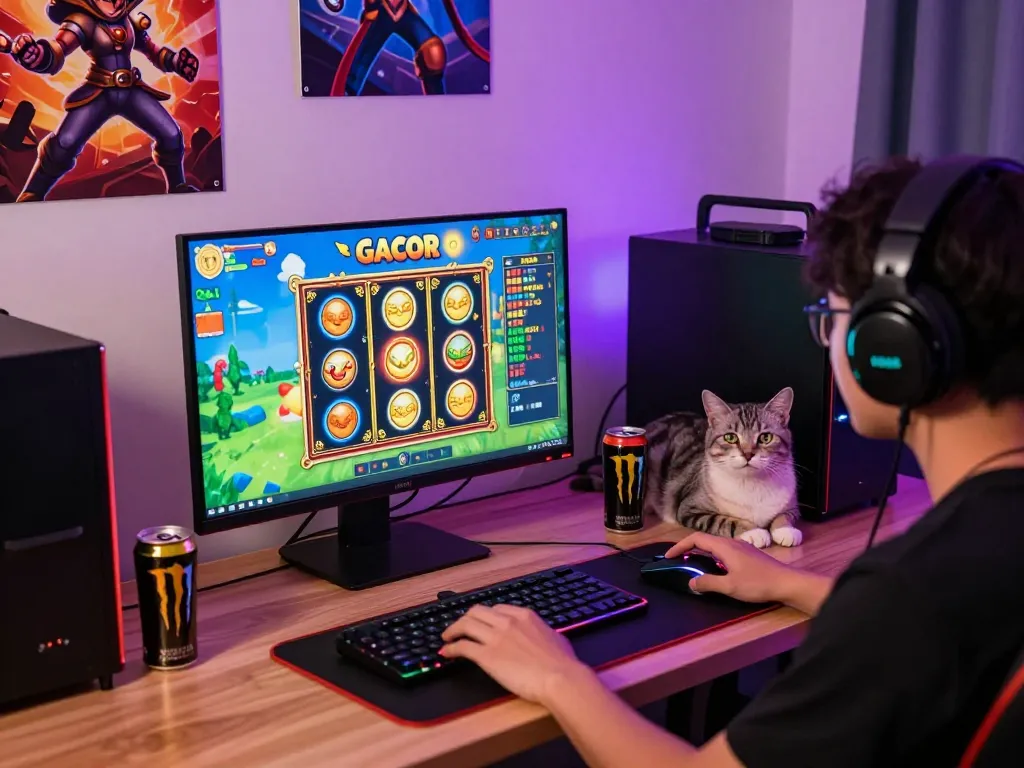 Momen permainan online yang menarik dengan gameplay slot gacor yang menampilkan grafik yang hidup dan suasana yang meriah.