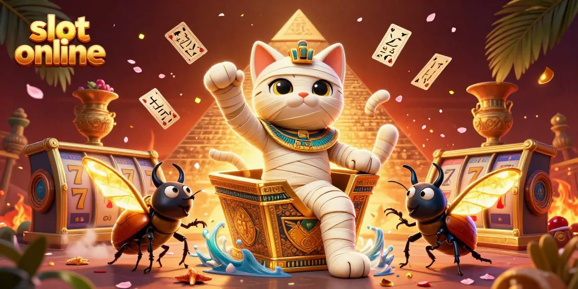 Spin the reels with slot online in a vibrant pyramid casino scene with Egyptian characters.