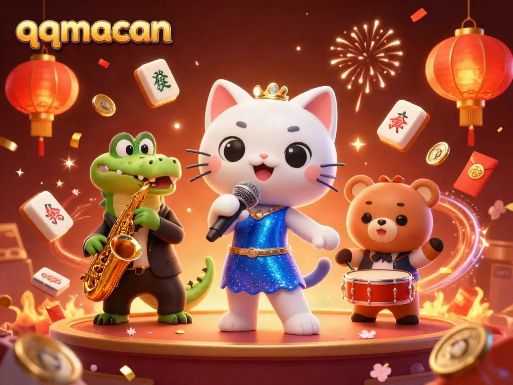 Experience winning action at qqmacan with performing characters and festive casino elements.