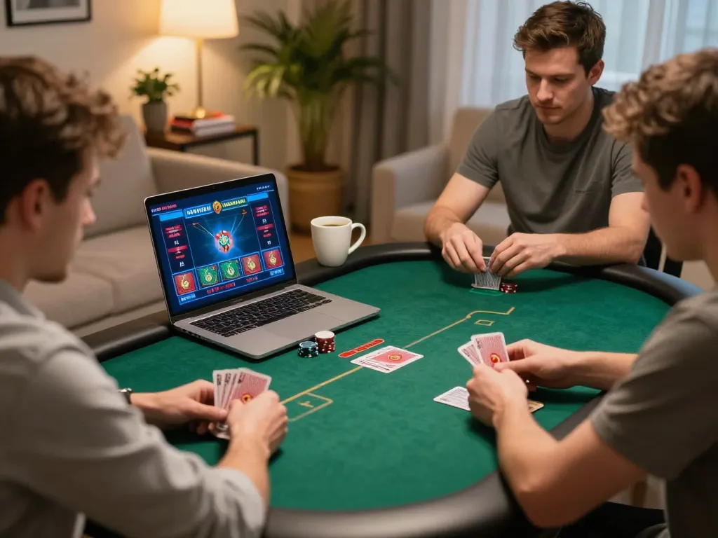 Engaging scene of online poker gameplay as players explore casino senza licenza adm options