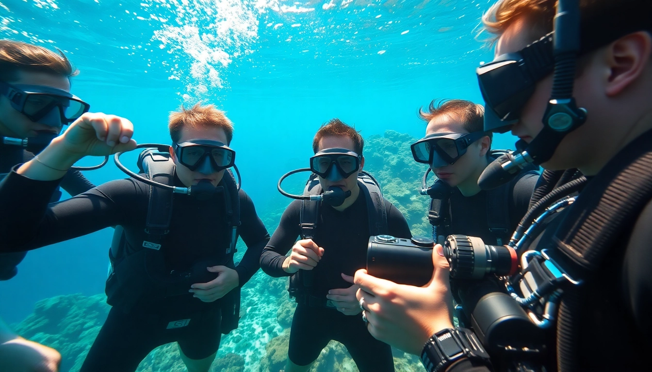 SSI Kurse: Taucher bei einer praxisorientierten Ausbildung im klaren Wasser.
