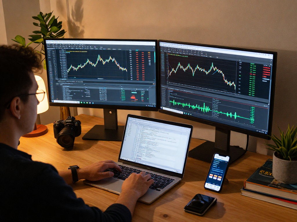 MetaTrader 5 官网中的图表分析场景，展示加密货币交易和金融工具。