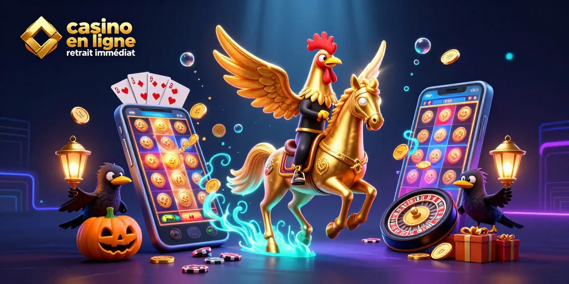 jeu captivant sur casino en ligne retrait immédiat, avec des éléments de casino lumineux et interactifs.