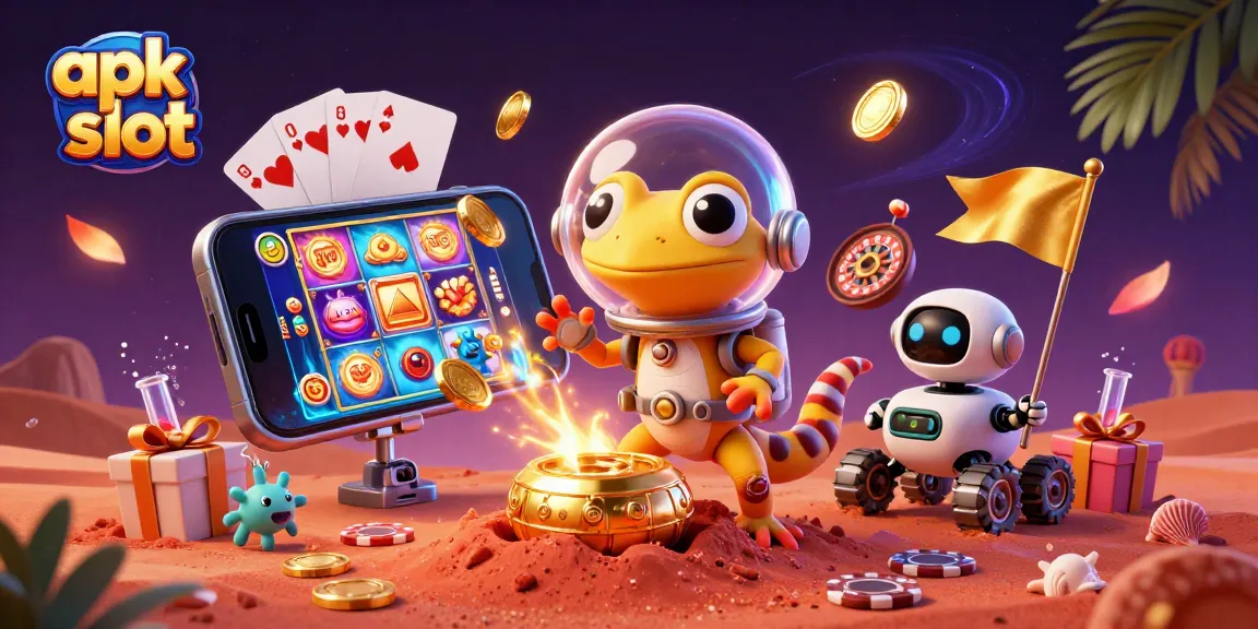 Menggenggam apk slot, alien merayakan jackpot di kasino emas Mars dengan keceriaan penuh.
