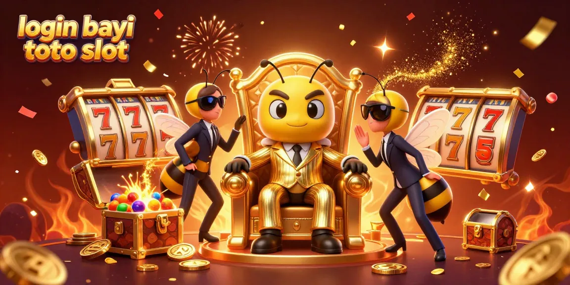 Experience excitement with login bayi toto slot in a vibrant 3D casino scene featuring a bee mob boss and jackpot elements.