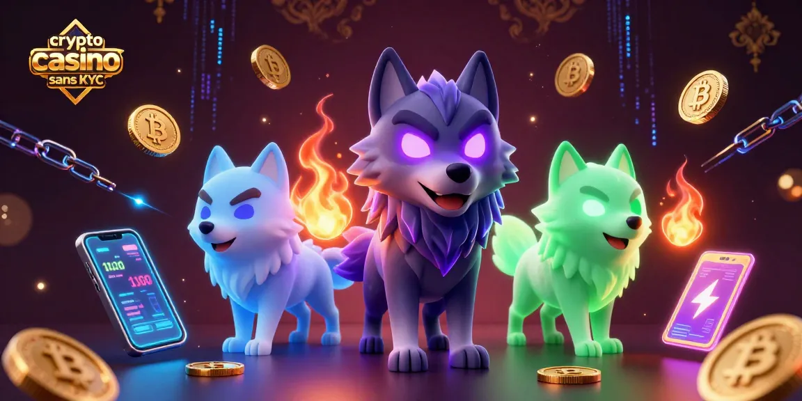 Jouez dans un crypto casino sans KYC avec des éléments de jeu animés et des crypto-monnaies vibrantes.