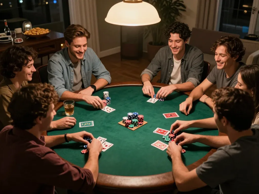 Enjoying a poker game with friends using sunwinapk for strategic gameplay and social bonding.