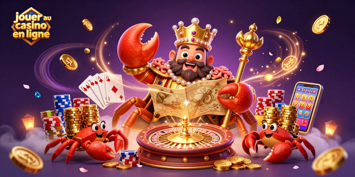 Jouer au casino en ligne avec un crabe géant, des pièces d'or, et une ambiance mystique.