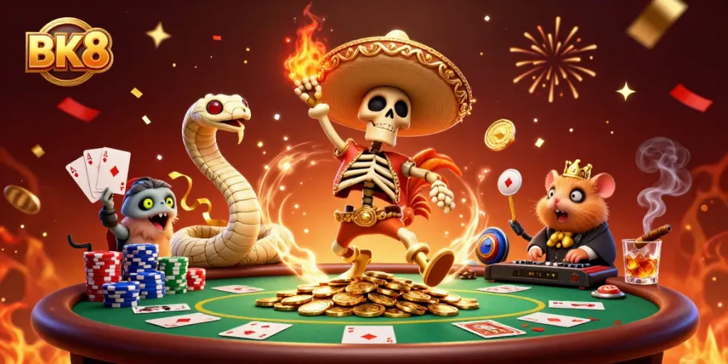 Experience exhilarating wins with BK8's dynamic casino scene featuring colorful gaming elements.