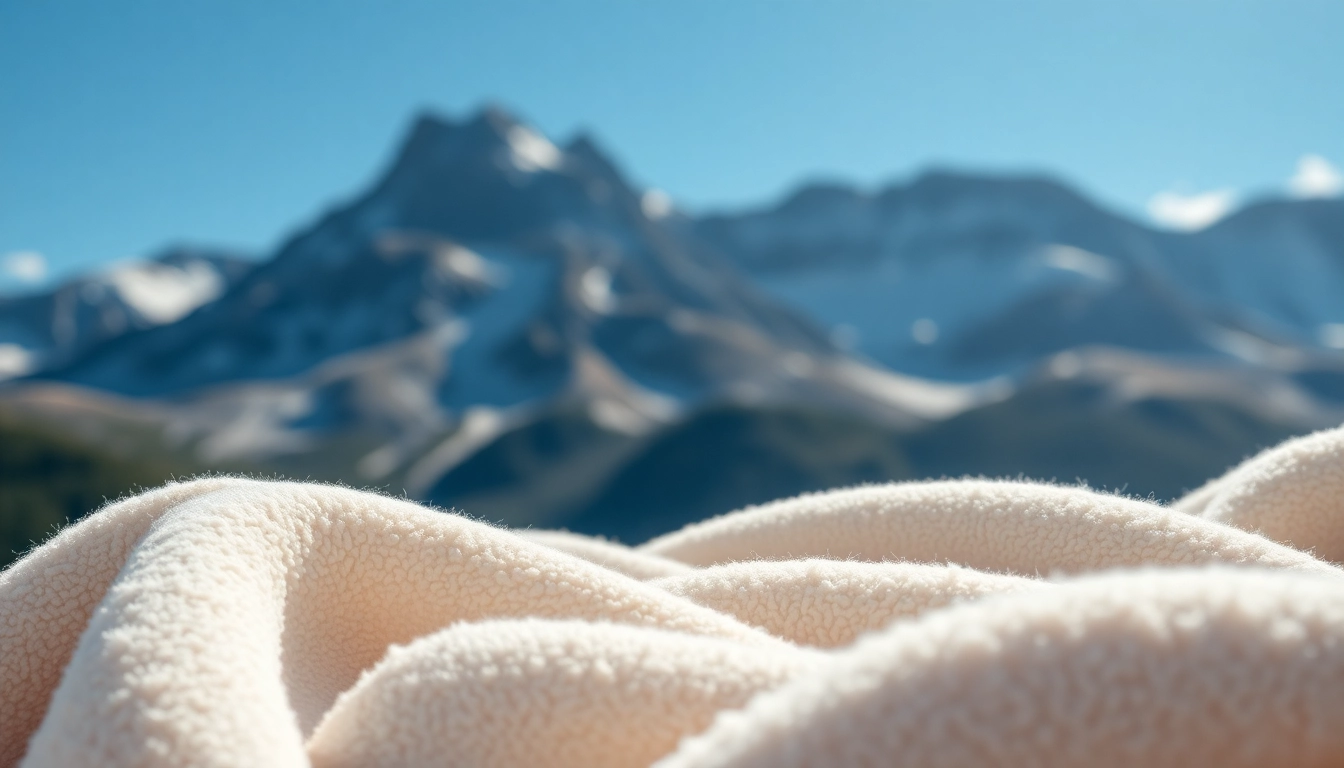 Fleece stof weergegeven met verschillende texturen en een natuurlijke achtergrond
