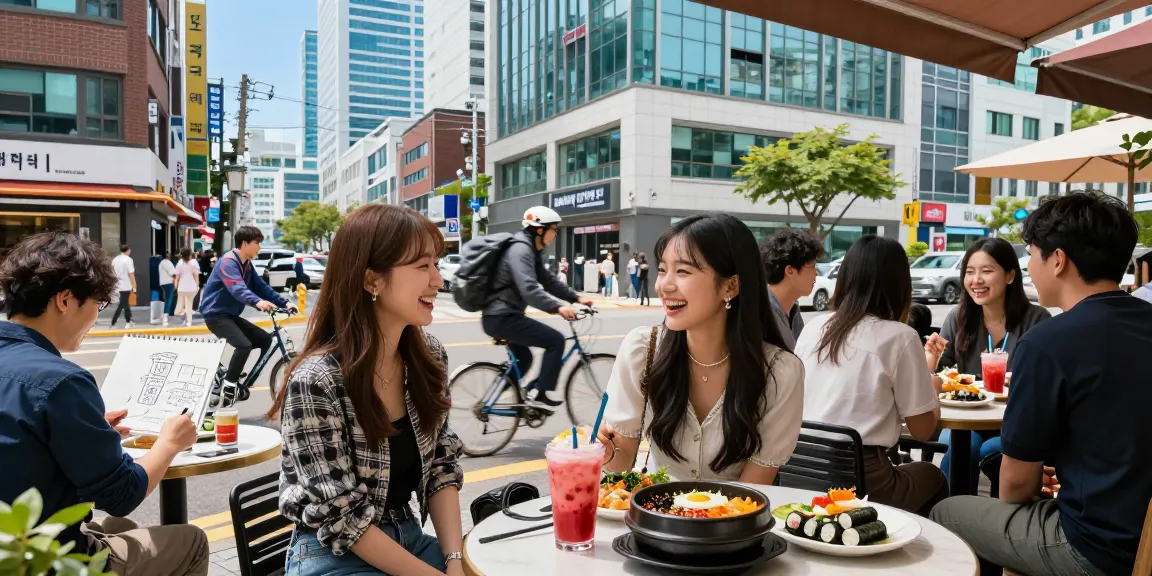 강남 달토에서 친구들과 즐거운 식사하는 모습과 다채로운 한국 음식