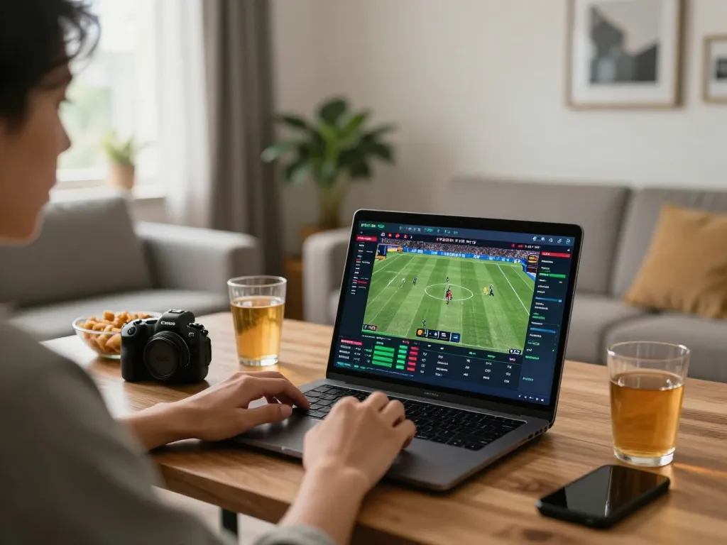 Engaged user betting on Canada online casinos reddit while enjoying sports at home in a cozy setup.