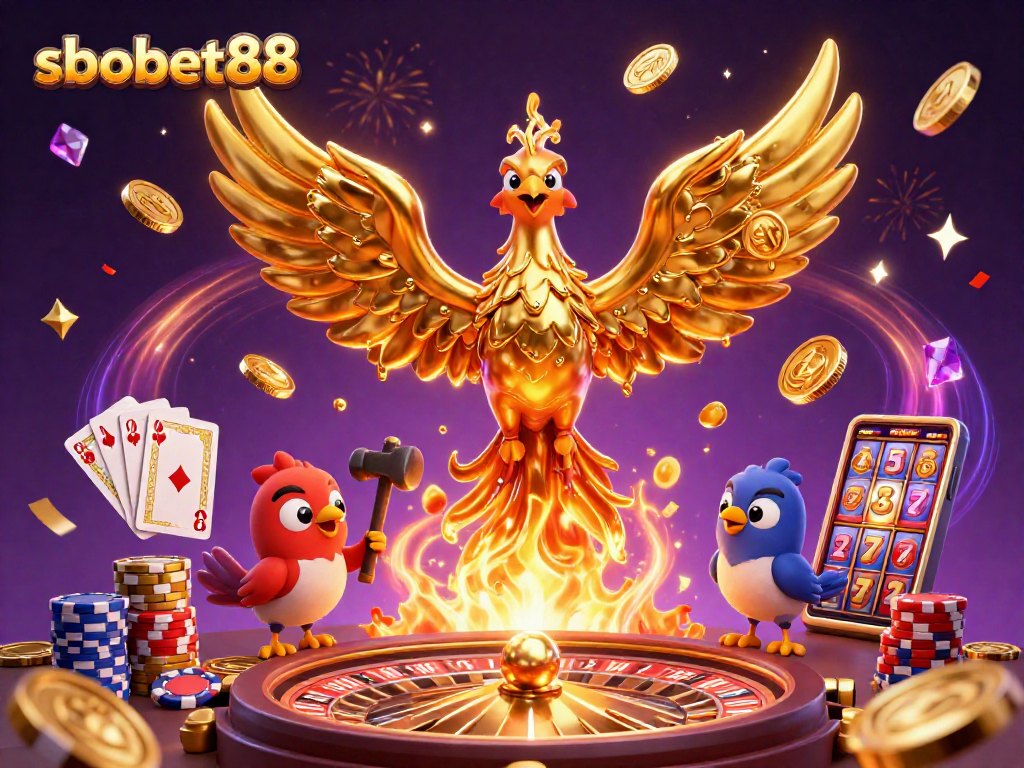 Experience thrilling sports betting with sbobet88 featuring dynamic animations of golden coins and exciting gameplay elements.