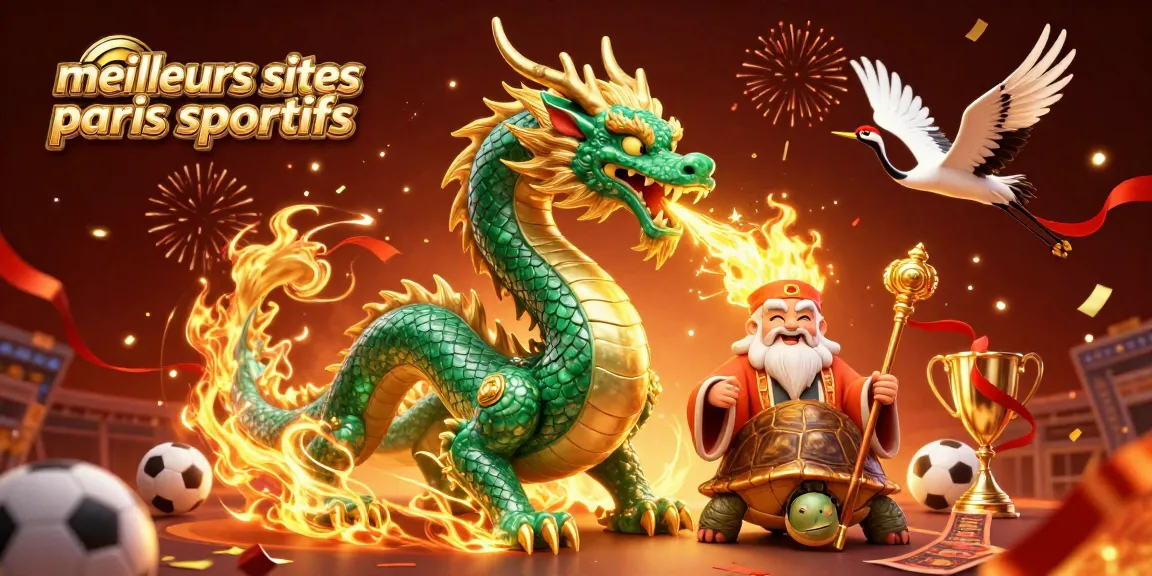 Venez découvrir les meilleurs sites de paris sportifs avec cette illustration dynamique illustrant un dragon et des éléments de pari.