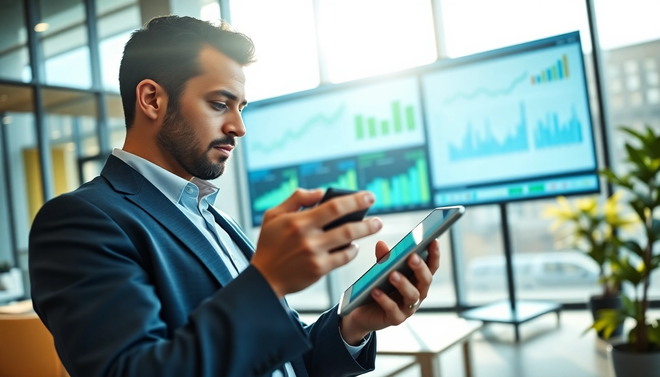 Analyze competitor pricing insights with a focused professional in a modern office.