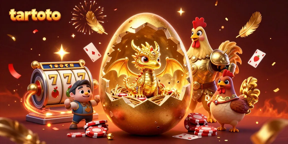 Experience the excitement of tartoto with a golden dragon and poker chips in this vibrant casino scene.