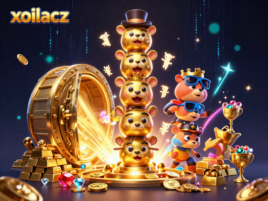 Experience the excitement of xoilacz with vibrant gambling-themed elements and a totem pole bringing life to the gaming scene.