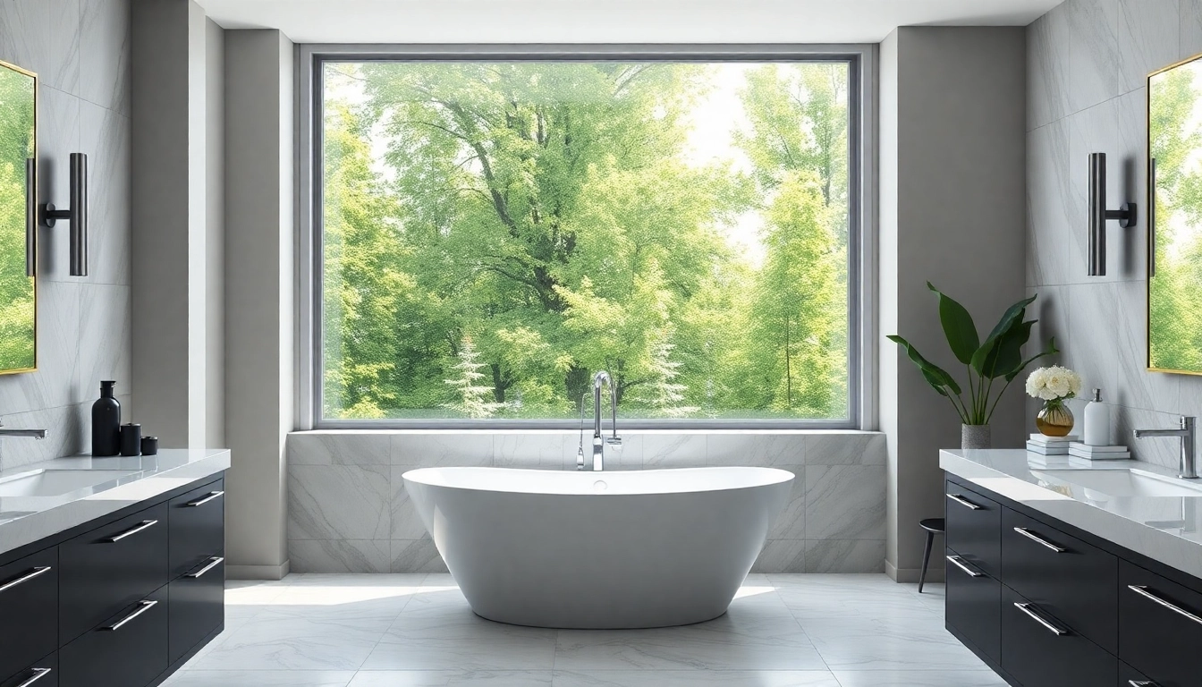 Elegant bathroom renovation Manchester with luxurious features and natural light.
