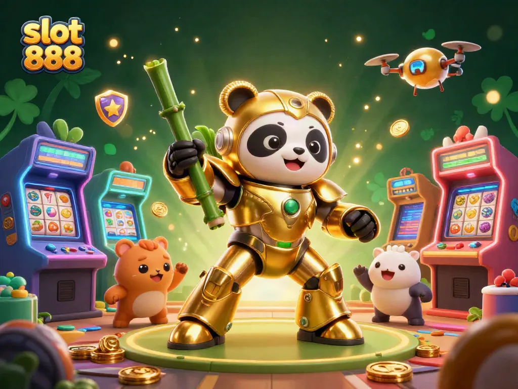 Spin to win with slot 888 and vibrant casino action filled with characters and game elements.