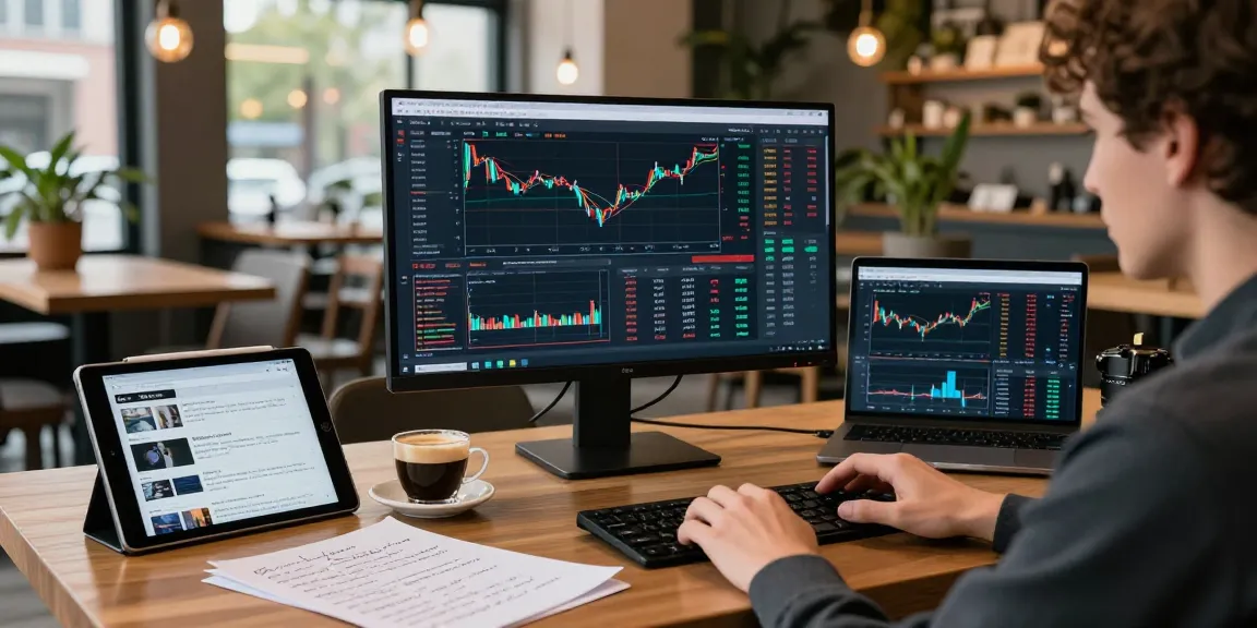 Best cloud mining insight at a coffee shop with cryptocurrency trading on display, showcasing Bitcoin charts and DeFi dashboards