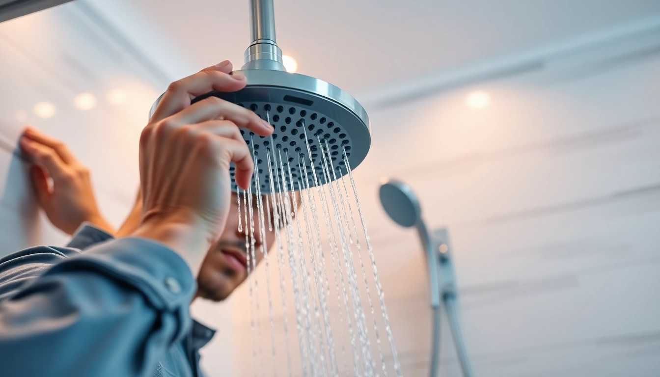 Installing a modern shower in a stylish bathroom for premium shower uk experience.