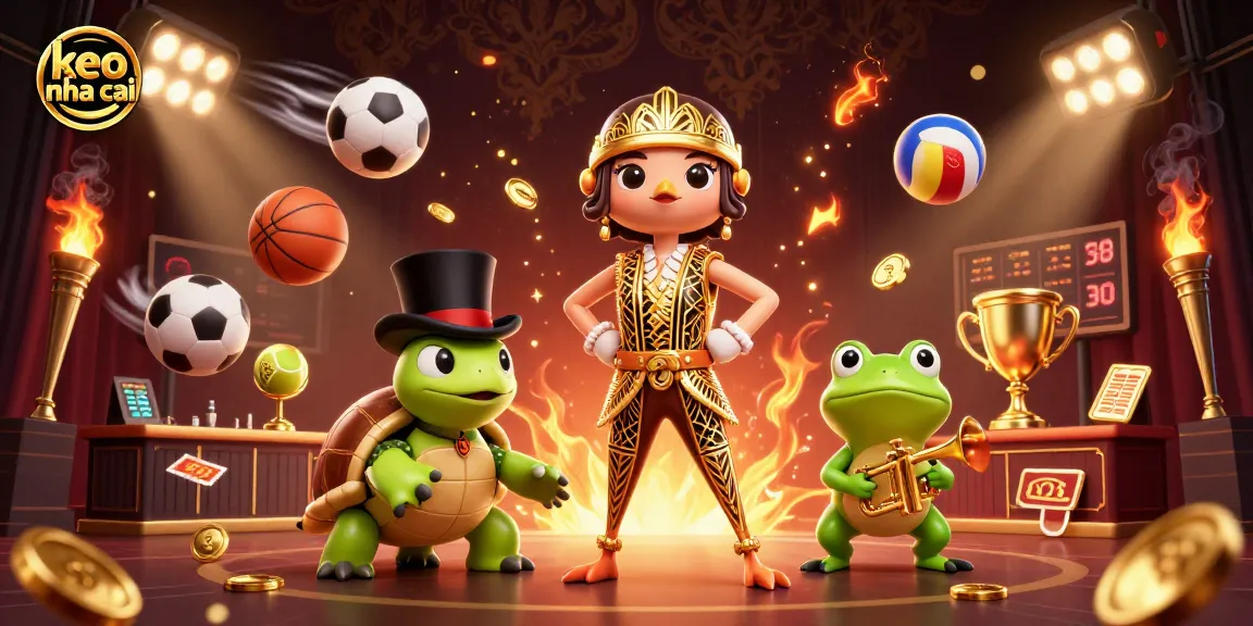 Experience the excitement of keo nha cai with animated sports elements and vibrant characters in a dynamic gambling scene.