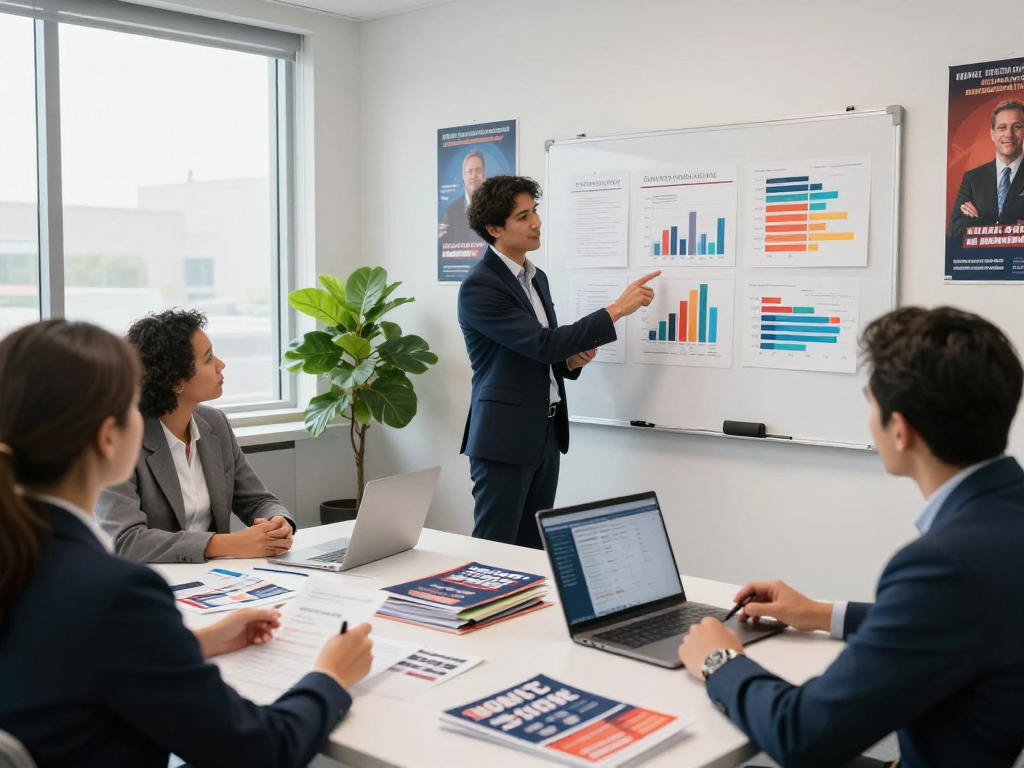Successful campaign direct mail strategies being discussed in a modern office environment.