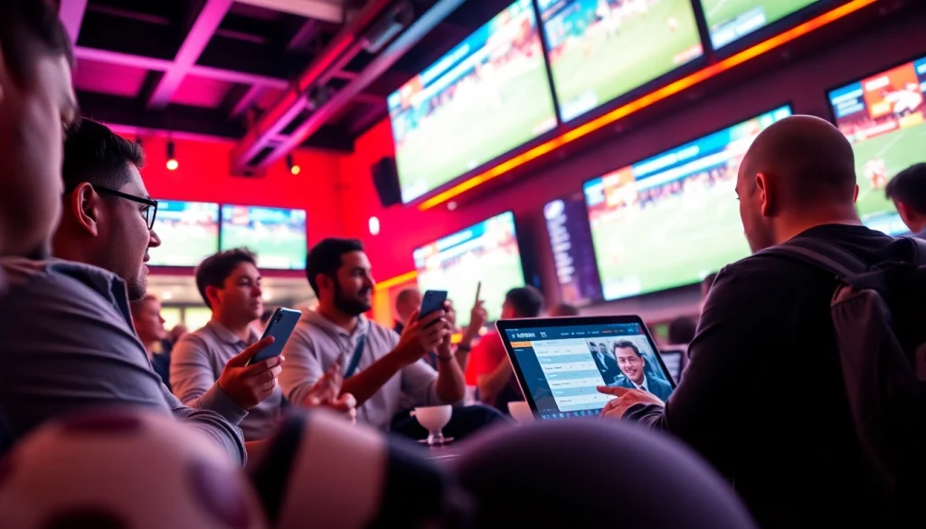 Engaged bettors enjoying sports betting in Mexico at a lively sports bar environment.