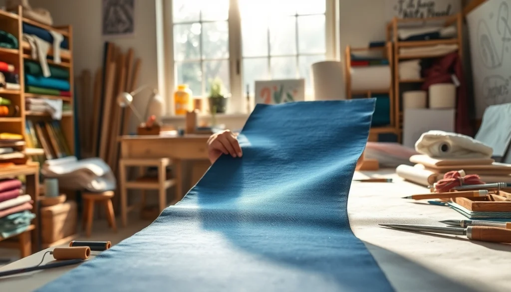 Creëer unieke creaties met canvas stoffen in een kunstzinnige studio.