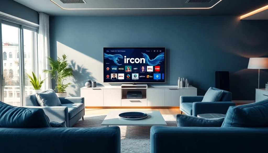 Stream iron iptv on a modern entertainment setup with a cozy atmosphere.